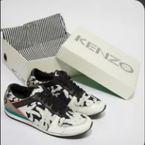 leather Kenzo black and white sneakers